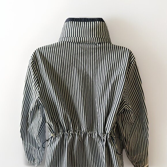 'S MaxMara Trench Rain Coat Reversible Women's Size 6 Nautical Navy Chic Striped - Picture 15 of 16